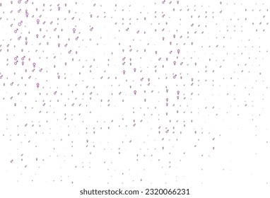 Fondo vector púrpura claro con símbolos de género. Ilustración abstracta con símbolos de género de gradiente colorido. Diseño básico para sitios web de citas.