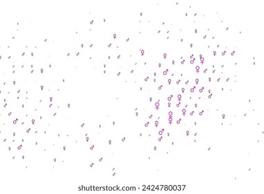 Fondo vectorial púrpura claro con símbolos de género. Diseño de degradado simple en estilo abstracto con formas de género. Diseño moderno para fondos de pantalla unisex.