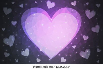 Light Purple vector  background with hearts. Glitter abstract illustration with colorful hearts in romantic style. Pattern for valentine's ad, booklets.