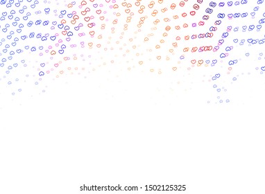Light Purple vector background with hearts. Hearts on blurred abstract background with colorful gradient. Design for ad, poster, banner of Valentine Day.