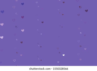 Light Purple vector background with hearts. Beautiful colored illustration with hearts in celebration style. Pattern for marriage gifts, congratulations.