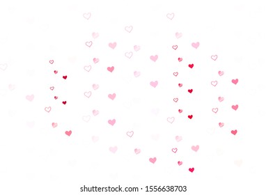 Light Purple vector background with hearts. Blurred decorative design in doodle style with hearts. Template for Valentine's greeting postcards.
