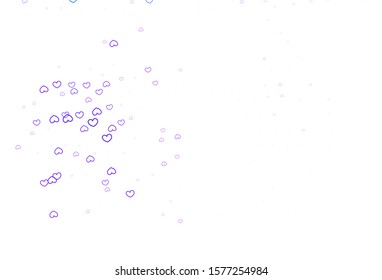 Light Purple vector background with hearts. Blurred decorative design in doodle style with hearts. Pattern for carnival, festival romantic leaflets.