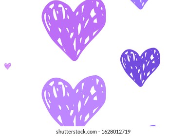Light Purple vector background with hearts. Beautiful abstract hearts on colorful gradient background. Pattern for carnival, festival romantic leaflets.