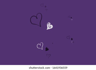 Light Purple vector background with hearts. Decorative design with hearts in simple style . Pattern for valentine's ad, booklets.