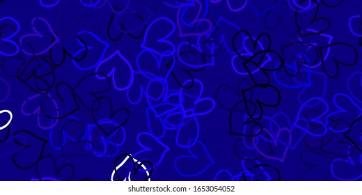 Fondo vector claro con corazones. Hermosa ilustración de color con corazones en estilo de celebración. Plantilla para tarjetas postales de San Valentín.