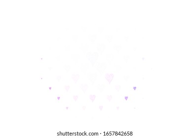 Light Purple vector background with hearts. Decorative design with hearts in simple style . Template for Valentine's greeting postcards.