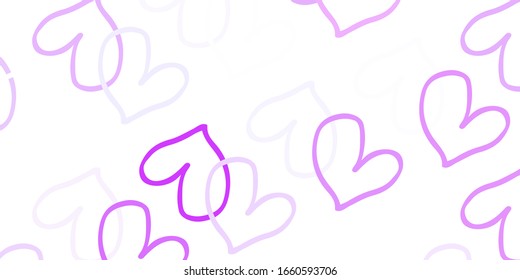 Light Purple vector background with hearts. Hearts on blurred abstract background with colorful gradient. Pattern for marriage gifts, congratulations.