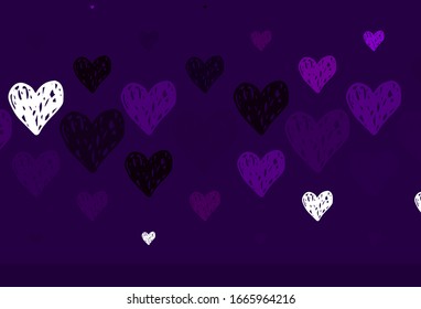 Fondo vector claro con corazones. Hermosos corazones abstractos sobre fondo de gradiente colorido. Patrón de anuncios de San Valentín, folletos.