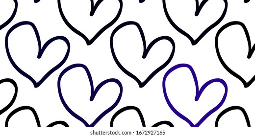 Light Purple vector background with hearts. Beautiful colored illustration with hearts in celebration style. Design for your business advert of anniversary.