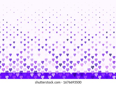 Light Purple vector background with hearts. Beautiful abstract hearts on colorful gradient background. Design for celebrating of Valentine Day.