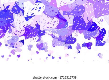 Light Purple vector background with hearts. Smart illustration with gradient hearts in valentine style. Design for a business advert of anniversary.