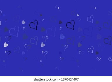 Light Purple vector background with hearts. Shining illustration with hearts on abstract template. Template for Valentine's greeting postcards.