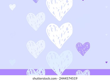 Fondo de Vector púrpura claro con corazones. Ilustración inteligente con corazones degradados en estilo de San Valentín. Patrón para el carnaval, festival, folletos románticos.