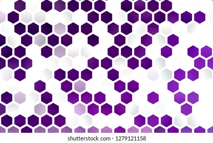 Light Purple vector background with hexagons. Glitter abstract illustration in hexagonal style. Pattern can for your ad, booklets.