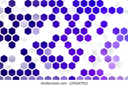 Light Purple vector background with hexagons. Illustration of colored hexagons on white surface. Pattern can be used for landing pages.