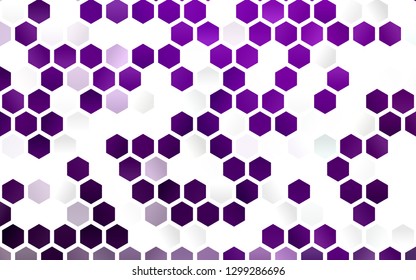 Light Purple vector background with hexagons. Illustration of colored hexagons on white surface. New design for website's poster, banner.
