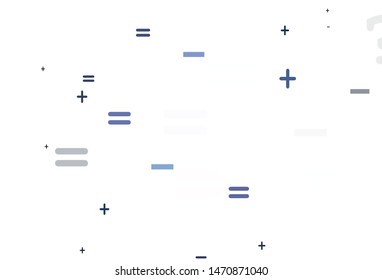 Light Purple vector background with math elements. Colored mathematic signs with gradient on white background. Pattern for posters, banners of math books.