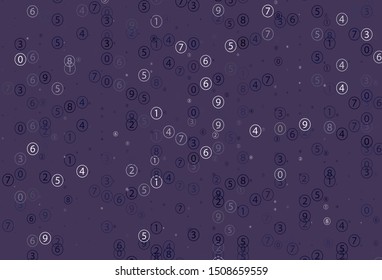 Light Purple vector background with math characters. Illustration with Numeral symbols on abstract template. Pattern for posters, banners of math books.