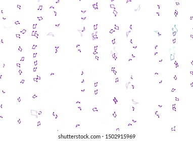Light Purple vector background with music symbols. Decorative design in abstract style with music shapes. Modern design for wallpapers.