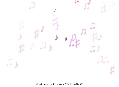 Light Purple vector background with music symbols. Isolated colorful music keys on abstract background. Template for fasion magazines.