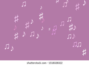 Light Purple vector background with music symbols. Isolated colorful music keys on abstract background. Template for fasion magazines.