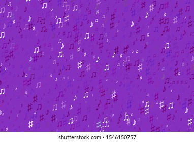 Light Purple vector background with music symbols. Modern abstract illustration with melody keys. Template for fasion magazines.