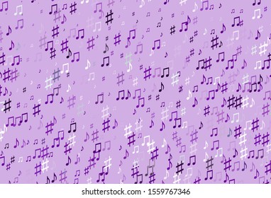 Light Purple vector background with music symbols. Modern abstract illustration with melody keys. Pattern for school ad, booklets.