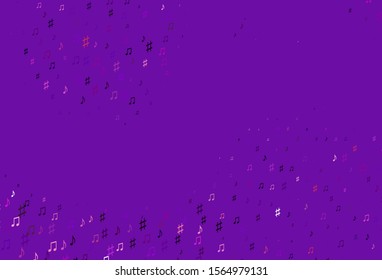 Light Purple vector background with music symbols. Abstract illustration with colorful symbols of melody. Pattern for websites of musitians.