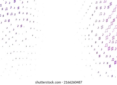 Fondo vectorial púrpura claro con símbolos musicales. Claves de música coloridas aisladas sobre fondo abstracto. Patrón de los folletos del festival.