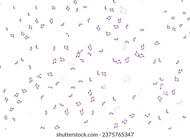 Light Purple vector background with music symbols. Isolated colorful music keys on abstract background. Template for fasion magazines.