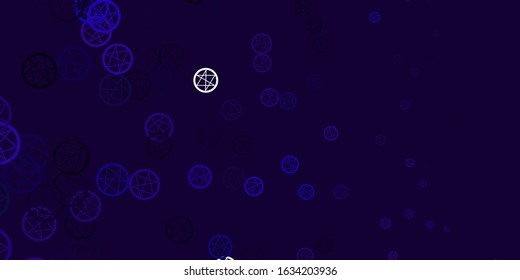 Light Purple vector background with occult symbols. Retro design in abstract style with witchcraft forms. Design for magic, spiritual events.
