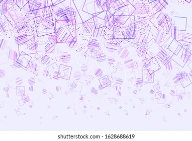 Light Purple vector background with polygonal style with circles. Abstract illustration with colorful dots, lines, cubes. Pattern for commercials.
