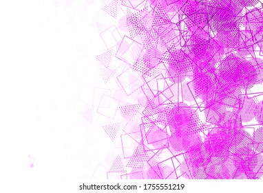 Light Purple vector background with polygonal style with circles. Illustration with set of colorful circles, triangles, squares. Pattern for websites.