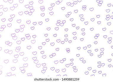 Light Purple vector background with Shining hearts. Glitter abstract illustration with colorful hearts in romantic style. Pattern for carnival, festival romantic leaflets.