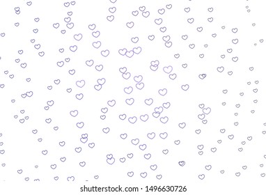 Light Purple vector background with Shining hearts. Illustration with hearts in love concept for valentine's day. Design for ad, poster, banner of Valentine Day.