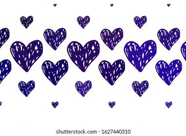 Light Purple vector background with Shining hearts. Beautiful celebration style hearts on abstract illustration. Pattern for marriage gifts, congratulations.