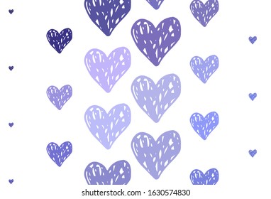 Light Purple vector background with Shining hearts. Illustration with shapes of gradient hearts on blur backdrop. Design for a business advert of anniversary.
