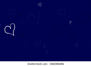 Light Purple vector background with Shining hearts. Illustration with shapes of gradient hearts on blur backdrop. Template for Valentine's greeting postcards.