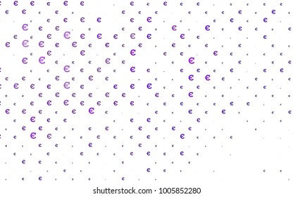 Light Purple vector background with signs of Euro. Shining colored illustration with Euro signs, EUR. Template can be used as a background for ads of markets, loans.