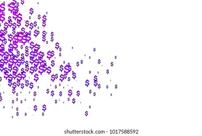 Light Purple vector background with signs of dollars. Colored symbols of USA money with gradient on white background. Template can be used as a background for ads of markets, loans.