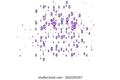 Light Purple vector background with signs of dollars. Blurred design in simple style with symbols of dollars. Smart design for your business advert of economic, wealth.