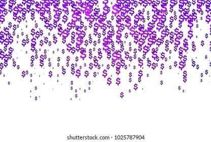 Light Purple vector background with signs of dollars. Shining illustration with signs of dollars on abstract template. The pattern can be used as ads, poster, banner for payments.