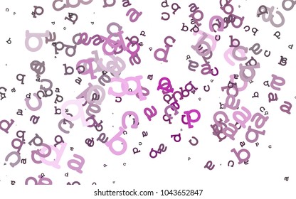 Light Purple vector background with signs of alphabet. Shining colorful illustration with isolated letters. Template can be used as a background for ads of typography.
