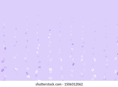 Light Purple vector background with signs of currency. Blurred design in simple style with symbols of currency. Design for ad, poster, banner of money making.
