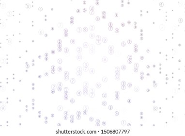 Light Purple vector background with signs of numerals. Blurred design in simple style with collection of numerals. Pattern for posters, banners of math books.