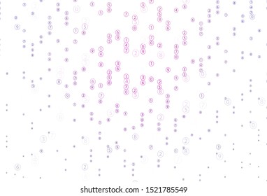 Light Purple vector background with signs of numerals. Blurred design in simple style with collection of numerals. Template for landing page of typography.