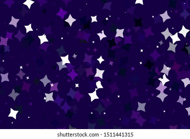 Light Purple vector background with small and big stars. Glitter abstract illustration with colored stars. Pattern for astrology websites.