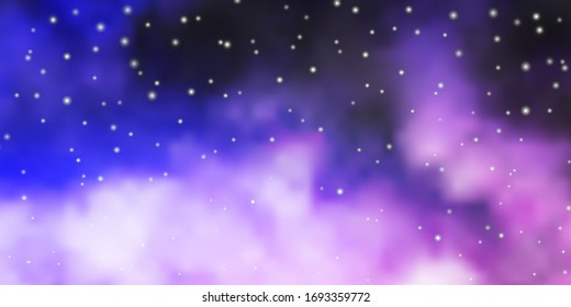 Light Purple vector background with small and big stars. Colorful illustration in abstract style with gradient stars. Pattern for wrapping gifts.