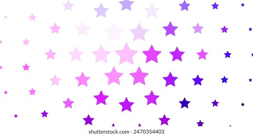 Fondo de Vector púrpura claro con estrellas Pequeñas y grandes. Ilustración decorativa con estrellas en Plantilla abstracta. Patrón para Sitios web, páginas de aterrizaje.